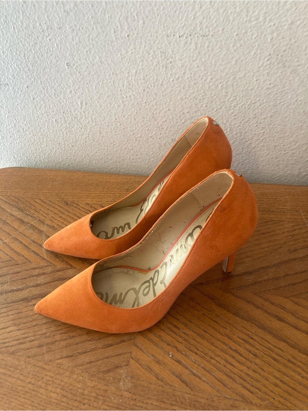SAM EDELMAN “Hazel” Orange Suede Leather Heels Classy Halloween Fall 7M